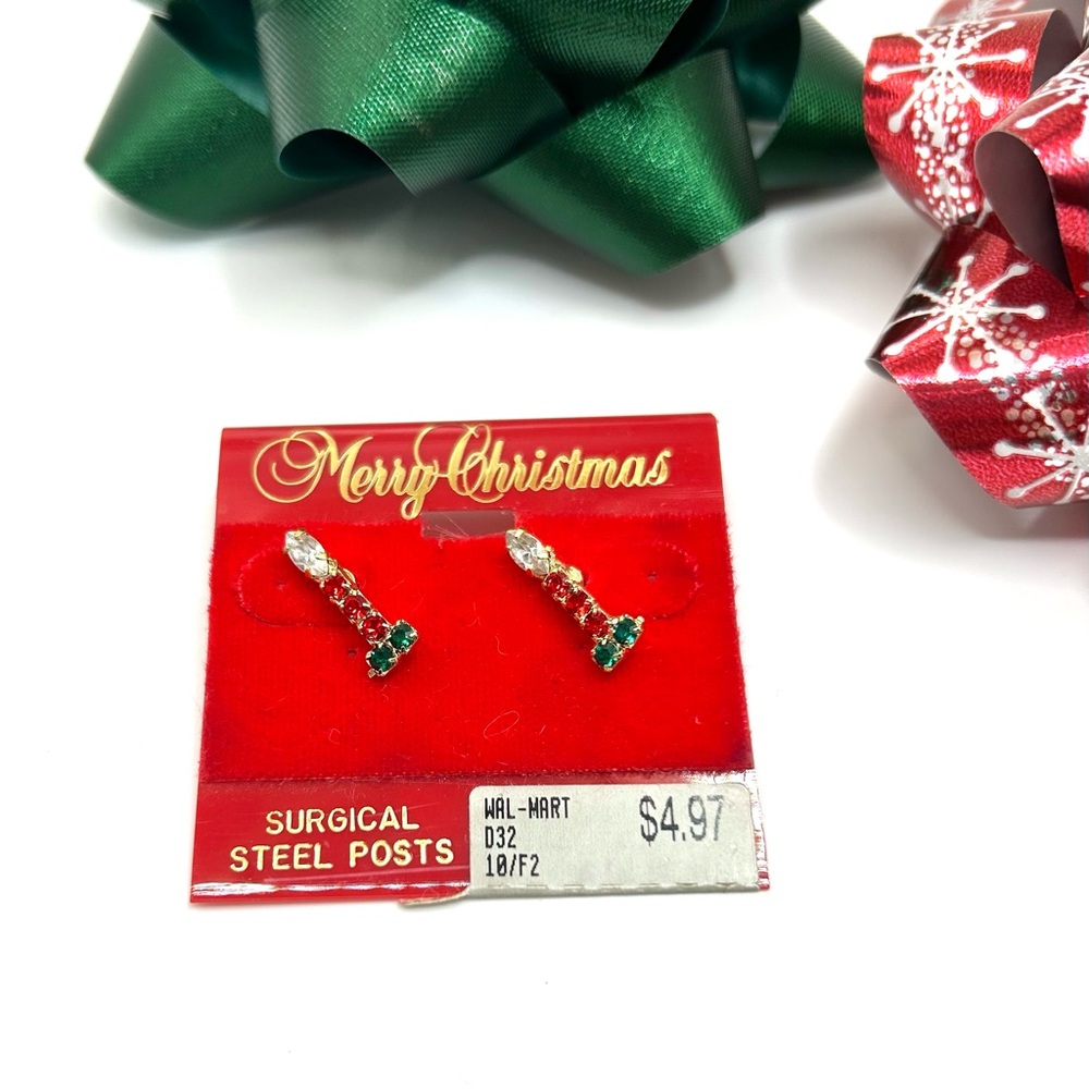 NWT 90s Walmart Christmas Candle Stud Earrings